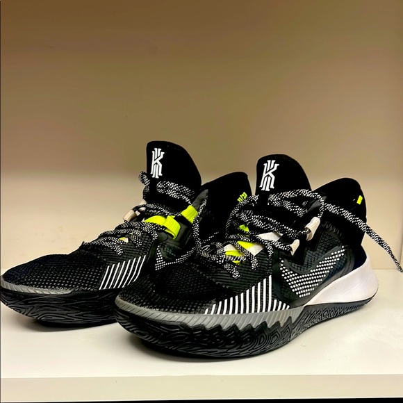 Black and White Athletic Sneakers with Neon Accents - Picture 1 of 3